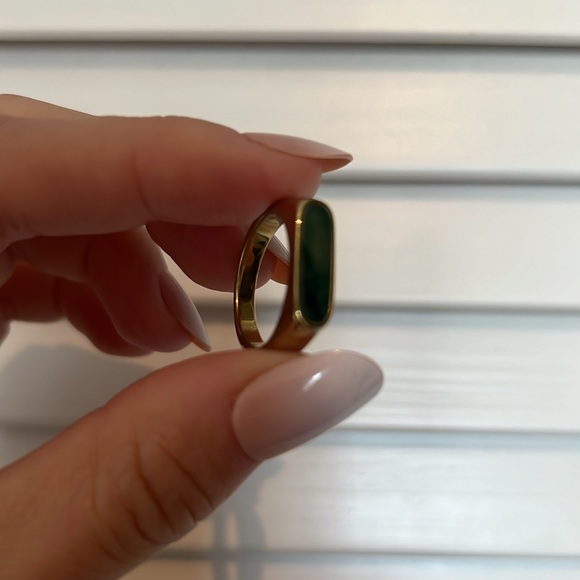 Green Jasper Ring 18k Gold Plated - Picture 4 of 4